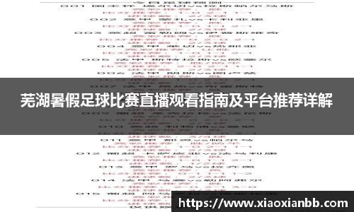 芜湖暑假足球比赛直播观看指南及平台推荐详解